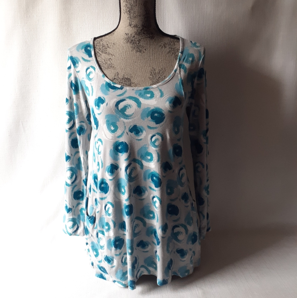 Komil women's blue/gray long-sleeve top size S